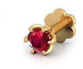 CEYLONMINE manik ruby nose pin gold plated original stone for women  & girls