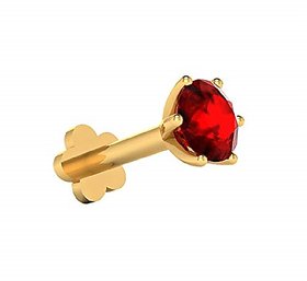 CEYLONMINE natural ruby nose pin original  unheated gemstone Manik ruby gold plated nosepin for women  girls