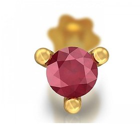 CEYLONMINE Ruby stone nose pin original  certified gemstone nosepin gold plated for women  girls