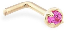 CEYLONMINE white manik ruby nosepin natural & original gemstone gold plated nose pin for women & girl