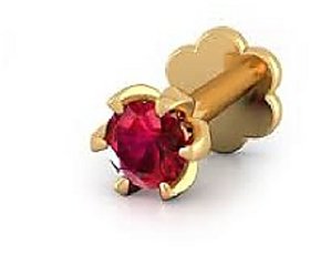 CEYLONMINE original ruby nosepin natural stone manik ruby nose pin gold plated for women  girls