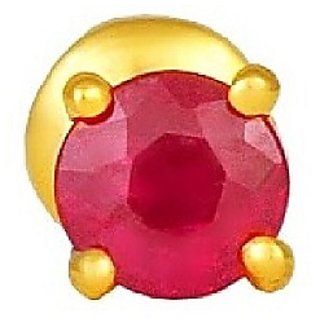 CEYLONMINE Ruby nosepin natural & original stone nosepin gold plated  for women & girl