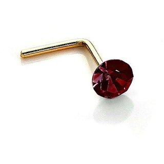 CEYLONMINE natural ruby nosepin original  certified manik ruby nose pin gold plated for women  girls