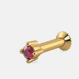 CEYLONMINE  natural nose pin ruby stone ( manik ruby ) 100 original  certified gold plated for women  girls