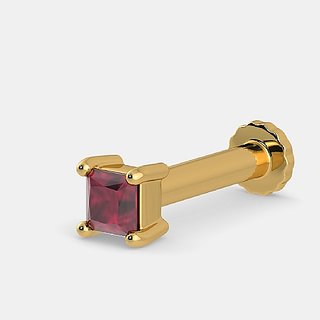 CEYLONMINE Manik ruby nose pin certified  original gold plated nosepin gemstone for girls  women