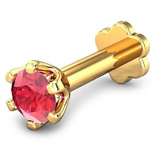                       CEYLONMINE manik ruby stone nose pin original & certified gemstone ruby gold plated nosepin for women & girl                                              