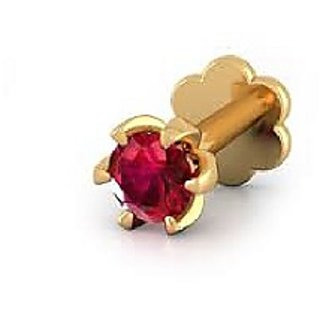                       CEYLONMINE original ruby nosepin natural stone manik ruby nose pin gold plated for women  girls                                              