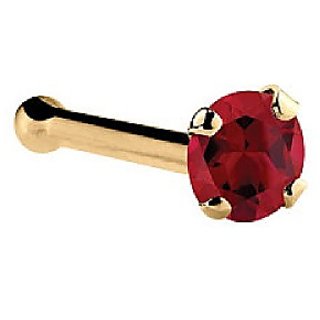CEYLONMINE natural ruby nosepin original certified manik ruby nose pin gold plated for women girls CEYLONMINE natural ruby nosepin original certified manik ruby nose pin gold plated for women girls