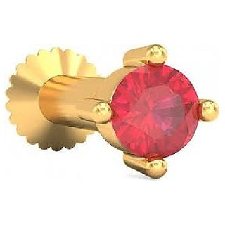                       CEYLONMINE Manik ruby nose pin certified  original gemstone nosepin gold plated for girls  women                                              