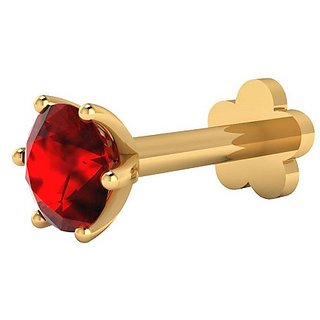                       CEYLONMINE manik ruby stone nose pin original  certified gemstone ruby nosepin gold plated for women  girl                                              