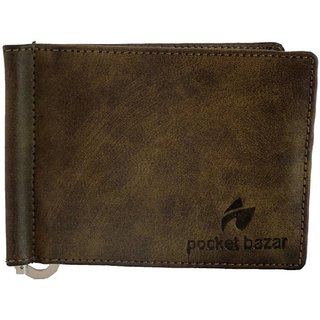 pocket bazar  Men Green Genuine Leather Money Clip  (6 Card Slots)