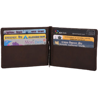                       Pocket bazar  Men Brown Genuine Leather Money Clip  (6 Card Slots)                                              