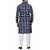 RC Ethnic Dark Blue Denim Cotton Checkered kurta Pyjama Set For Men