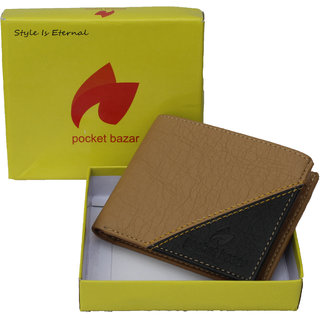                       pocket bazar  Men Beige Artificial Leather Wallet  (9 Card Slots)                                              