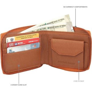                       pocket bazar  Men Casual Brown Artificial Leather Wallet  (3 Card Slots)                                              