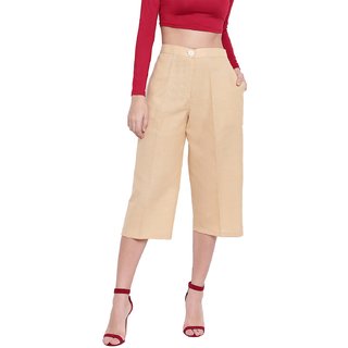 RIVI Women's Fashionable Stylish Beige Trousers