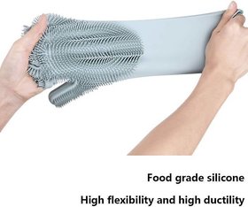 Smart Matto Silicon Hand Gloves For Kitchen Dishwashing And Pet Grooming, Great For Washing Dish, Kitchen, (1 Pair)