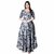 FrionKandy Women's Grey Rayon 3/4th Sleeves Floral Printed Asymmetric Maxi Long Dress