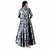 FrionKandy Women's Grey Rayon 3/4th Sleeves Floral Printed Asymmetric Maxi Long Dress