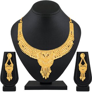 Royal 1 Gram High Gold Plated Choker Necklace Set for Women