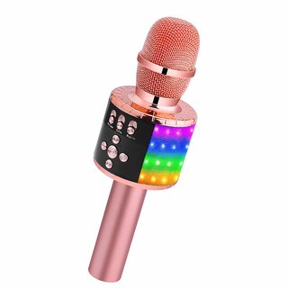 4 in 1 Portable Handheld Karaoke Speaker Machine Thanksgiving Day for Android/iPhone/iPad/Sony/PC or All Smartphone Silver BONAOK Wireless Bluetooth Karaoke Microphone with Multi-color LED Lights 
