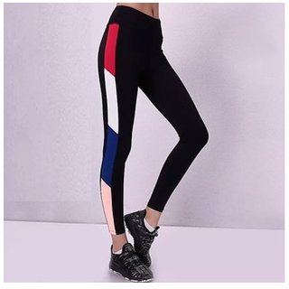 Women's / Girl's Side Beige Blue White Red Block Stripe Printed Stripe tights Gym Wear Yoga Wear Sport's Wear