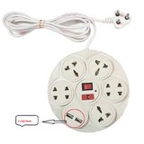 Kaltron 7+1 Socket Extension Board 6 Amp 2 USB Charging 2 Yards Cable with Three Pin Plug Fuse Led Indicator