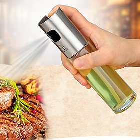 WowObjects Stainless Steel Glass Oil Sauce Vinegar Pump Spray Bottle (100ml)