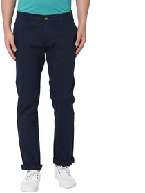 TNG Men's Blue Slimfit Cotton Mid-rise Casual Trouser