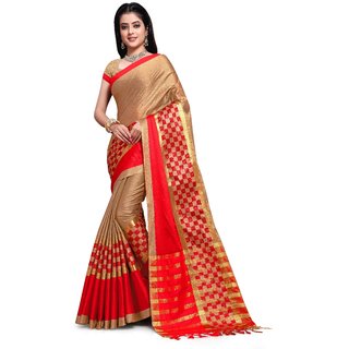 Aadyaa Creation Trendy Banarasi cottan silk saree with Blouse (Multicolour)