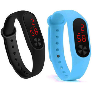 Varni Retail New Led Black Sky Blue Digital Watch M2 LED For Boys Girls