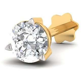                       CEYLONMINE natural diamond nosepin original & certified american diamond gold plated nose pin for women & girls                                              