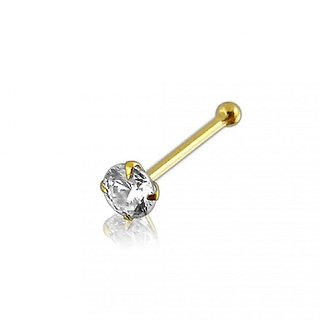                       CEYLONMINE American diamond nose pin certified  original gemstone nosepin gold plated  for girls  women                                              