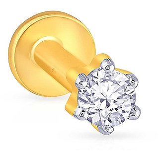                      CEYLONMINE american diamond stone nose pin original & certified gemstone diamond gold plated nosepin for women & girl                                              