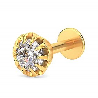                       CEYLONMINE white american diamond nosepin natural  original gemstone nose pin gold plated for women  girl                                              