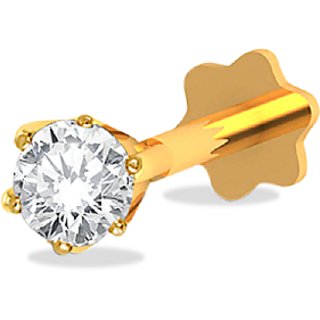                       CEYLONMINE white diamond nosepin original & natiral stone american diamond gold plated  stone for women & girls                                              
