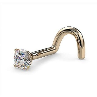                       CEYLONMINE Diamond nosepin natural & original stone gold plated nosepin for women & girl                                              