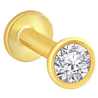                       CEYLONMINE white diamond nosepin original & natiral stone gold plated american diamond stone for women & girls                                              