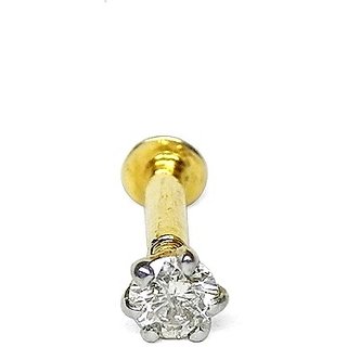                      CEYLONMINE white american diamond nosepin natural & original gemstone gold plated nose pin for women & girl                                              