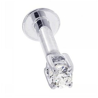                       CEYLONMINE Diamond nosepin natural & original stone SILVER nosepin for women & girl                                              