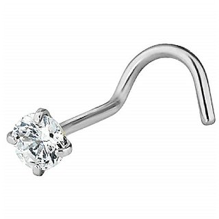                       CEYLONMINE American diamond nose pin certified  original gemstone silver nosepin for girls  women                                              
