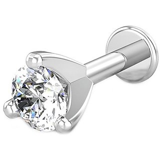                       CEYLONMINE american diamond stone nose pin original & certified gemstone diamond silver nosepin for women & girl                                              