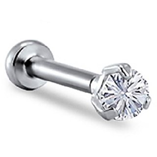                       CEYLONMINE original diamond nosepin natural stone american diamond nose pin silver for women & girls                                              