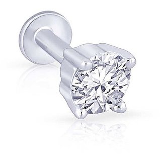                       CEYLONMINE Diamond stone nose pin original & certified gemstone nosepin silver for women & girls                                              