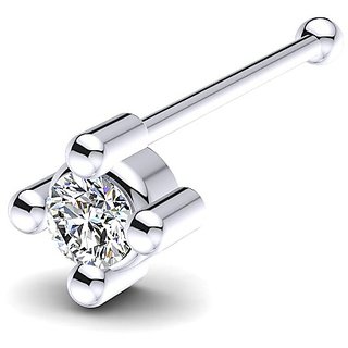                       CEYLONMINE white american diamond nosepin natural  original gemstone silver nose pin for women  girl                                              