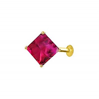                       CEYLONMINE certified ruby stone nosepin original  certified stone ( manik ruby ) nose pin gold plated                                              