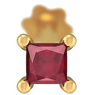 CEYLONMINE certified ruby stone nosepin original gemstone ( manik ruby ) gold plated nose pin for girl & women CEYLONMINE certified ruby stone nosepin original gemstone ( manik ruby ) gold plated nose pin for girl & women