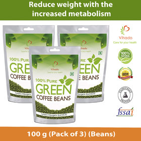 Vihado Pure Arabica Green Coffee Beans - 100g Pack Of 3