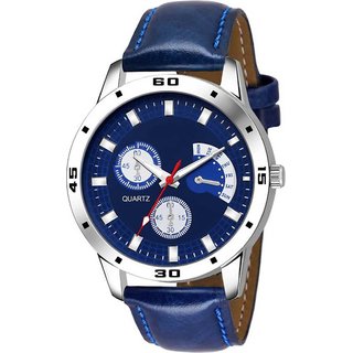                       HRV New Stylish Blue Leather Strap Boys And Men Style Sporty Analog Watch For Men                                              