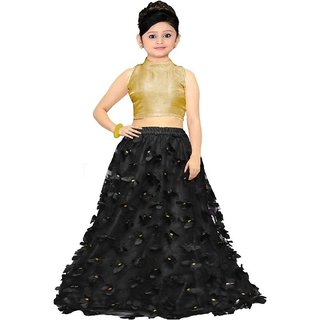 Buy Femisha Creation Black Butterfly Design Kids Girls Wedding Wear Semi Stitched Lehenga CholiIt s 8 13 Years Girls Online 609 from ShopClues